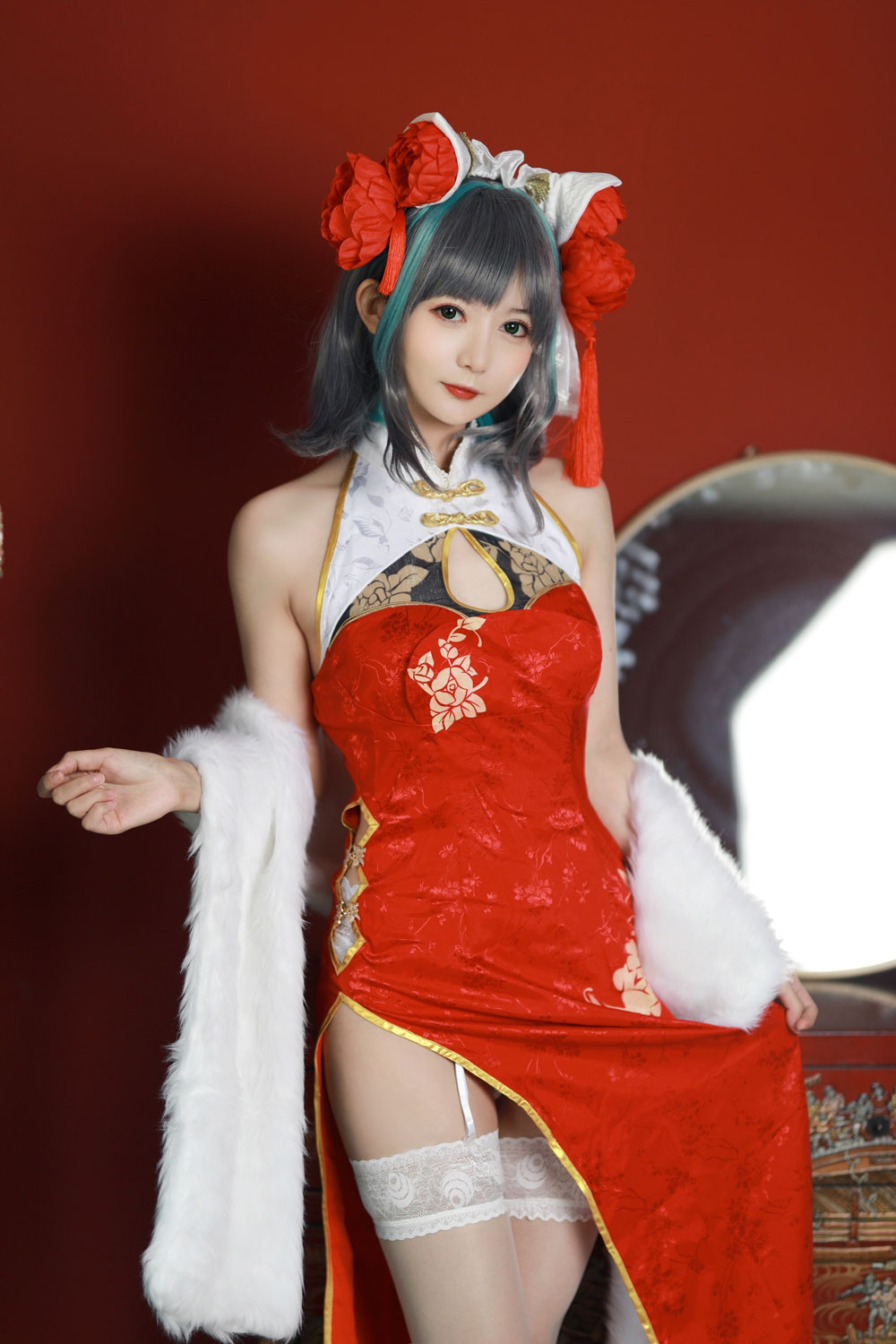 51酱COSPLAY《碧蓝航线》柴郡新春旗袍