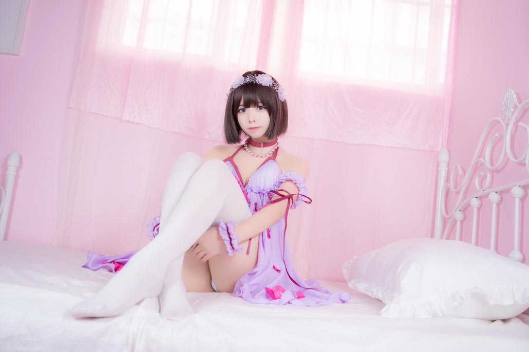 小野妹子w《路人女主的养成方法》加藤惠COS圣人惠睡衣白丝写真图片