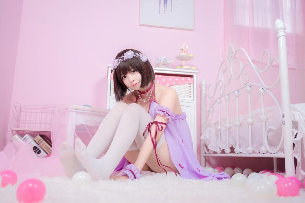小野妹子w《路人女主的养成方法》加藤惠COS圣人惠睡衣白丝写真图片