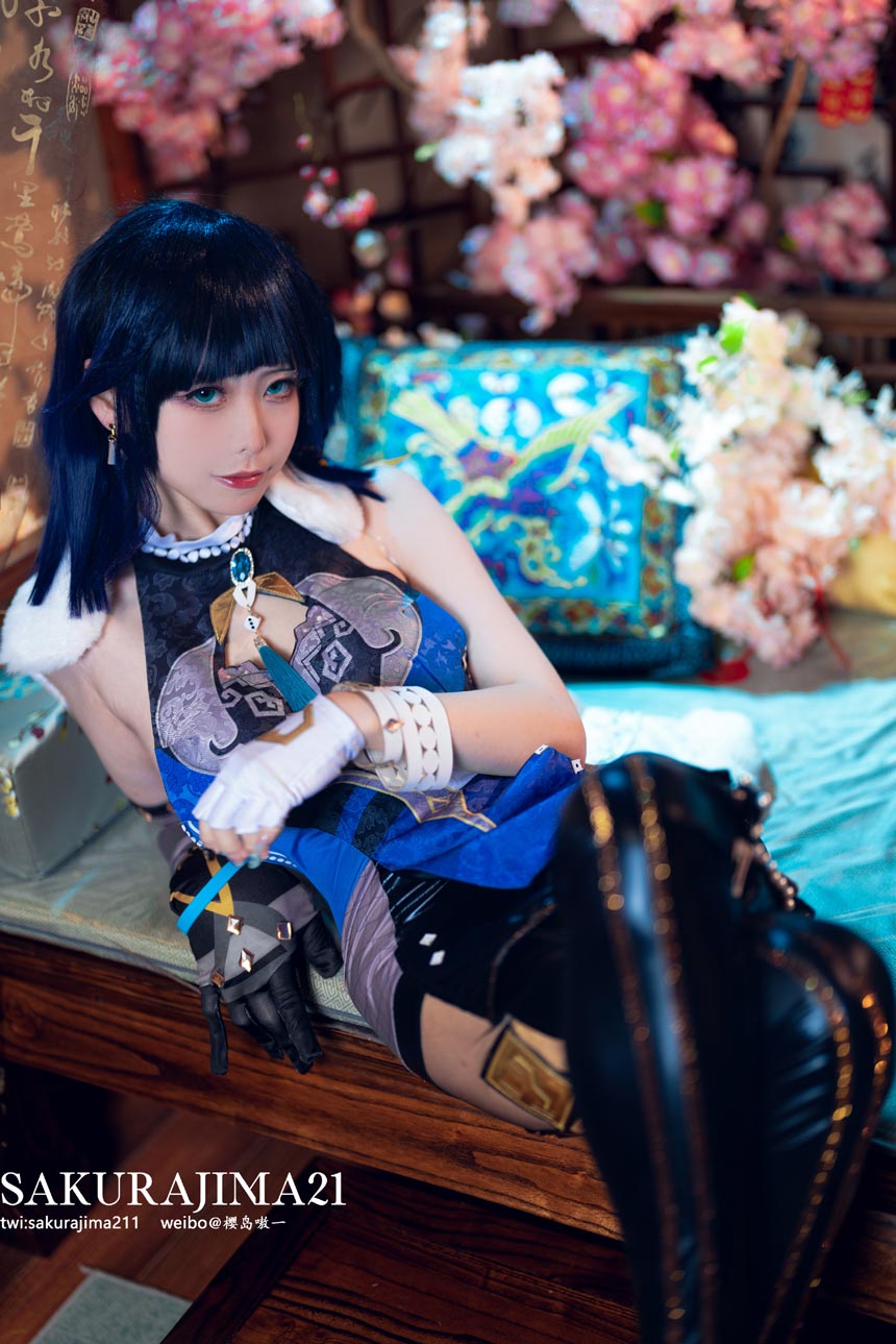 动漫博主樱岛嗷COS《原神》夜兰美极了