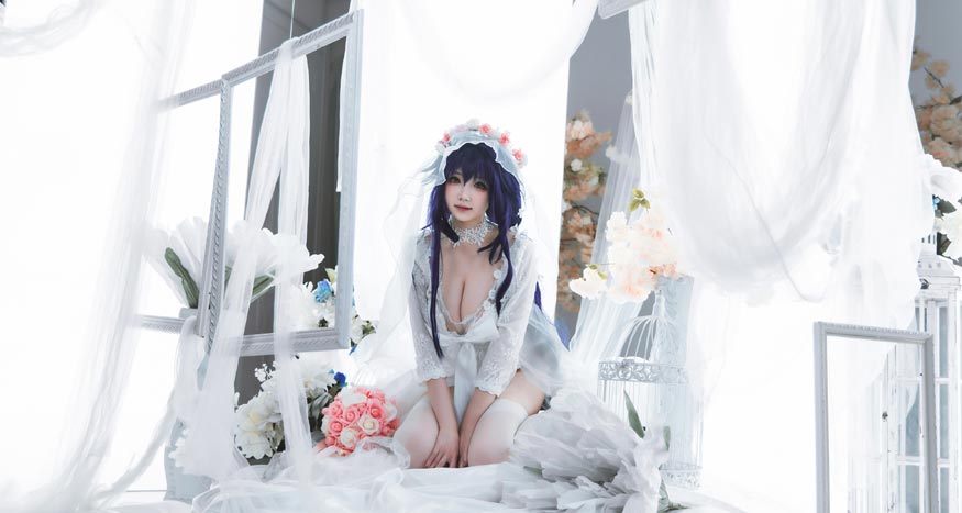 雪晴Astra-新作《碧蓝航线》吾妻花嫁COS美图在线鉴赏
